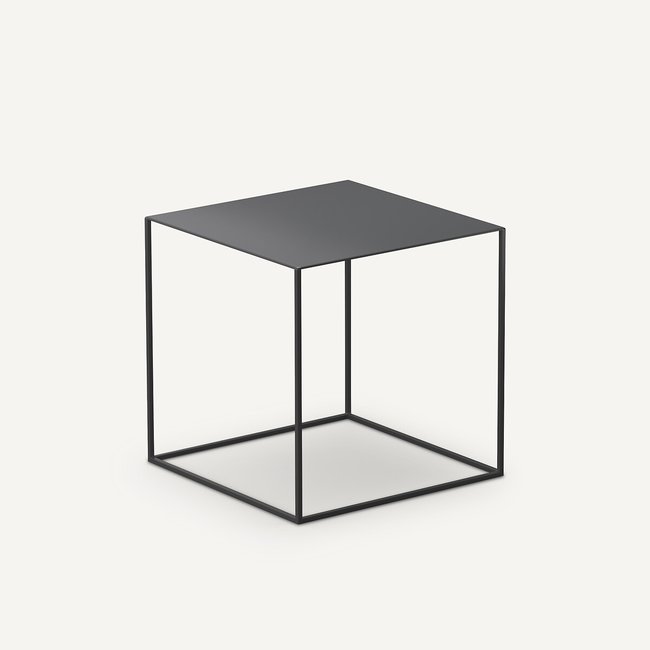 Bout de canapé métal acier laqué, Romy Couleur noir <span itemprop=