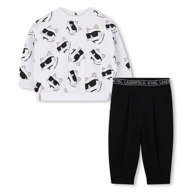 Ensemble sweat et pantalon blanc noir <span itemprop=