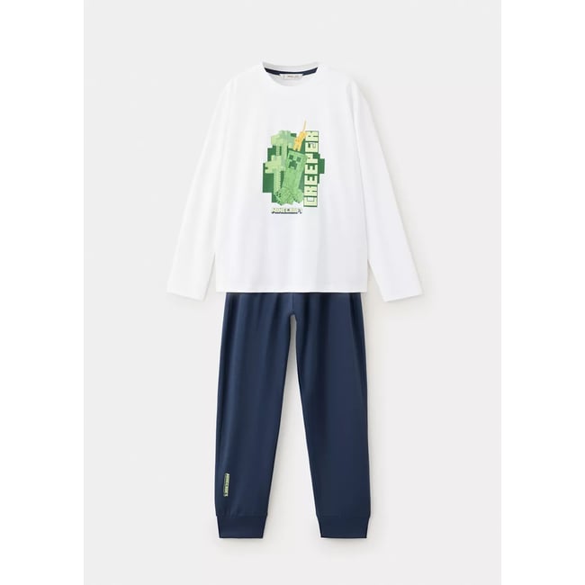 Pyjama complet en coton imprimé bleu marine <span itemprop=