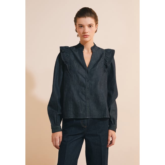 Blouse en jean à volants BRUNA BROD jean denim <span itemprop=
