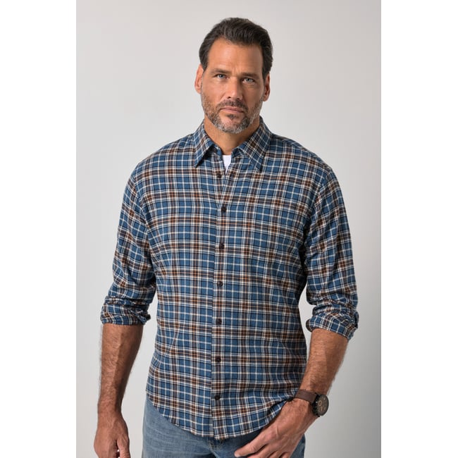 Chemise à carreaux, manches longues gris bleu <span itemprop=