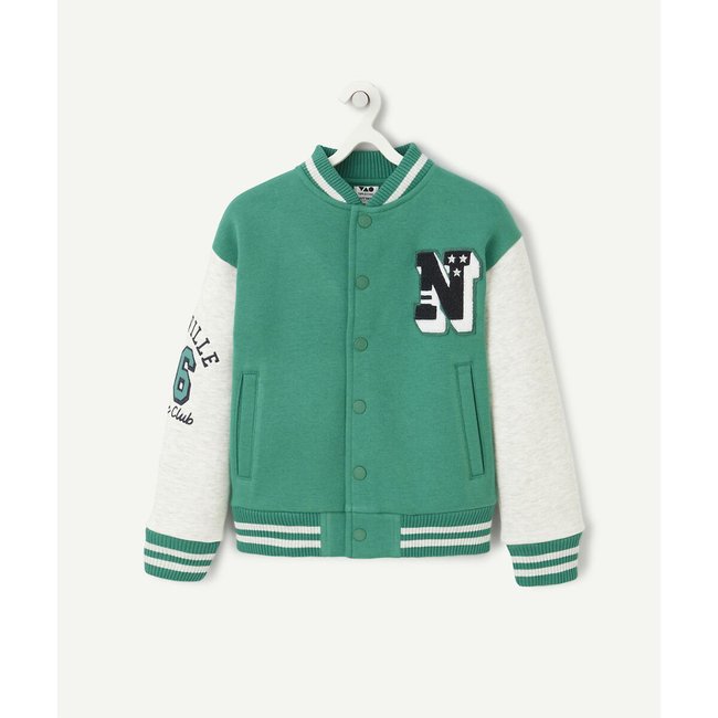Organic Cotton Bomber Jacket, grey + green, TAPE A L'OEIL