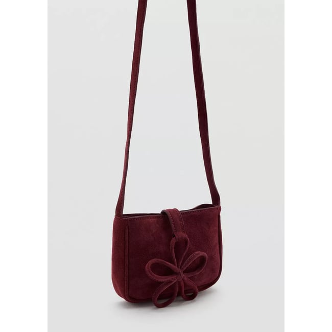 Mini sac en cuir avec motif floral grenat <span itemprop=
