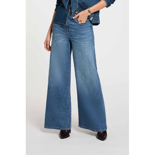 Jean large taille haute denim stone <span itemprop=