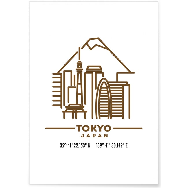 Poster Coordonnées Tokyo Couleur blanc <span itemprop=