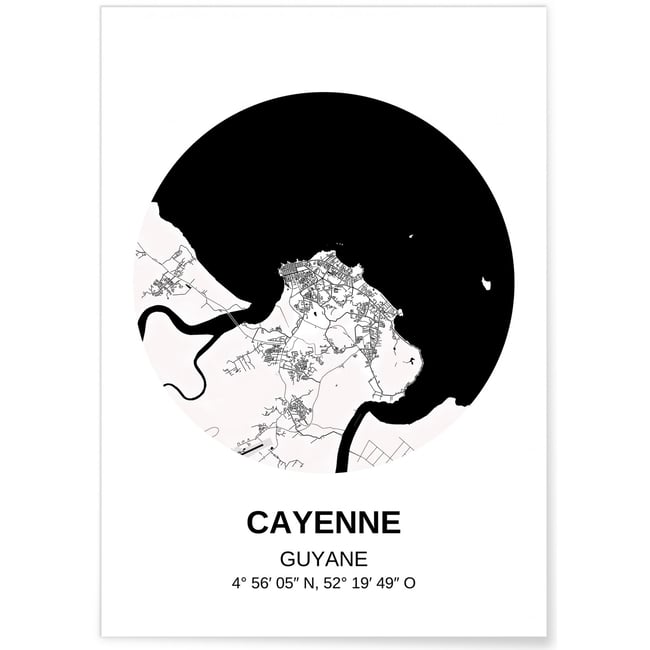 Affiche Carte Cayenne Couleur blanc <span itemprop=