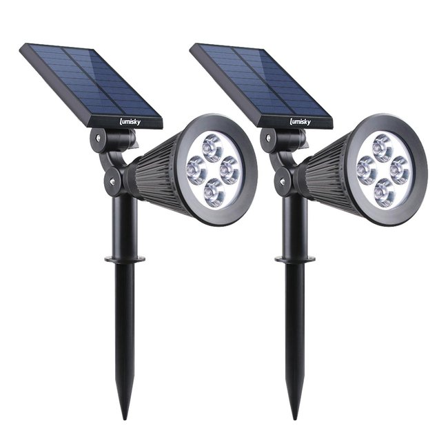 Lot de 2 spots solaires projecteurs SPIKY W34 Couleur noir <span itemprop=