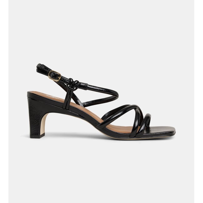 Sandales à talons benita brides cuir noir <span itemprop=