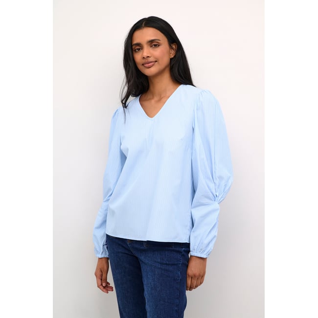 Blouse with long sleeve bleu/blanc rayures <span itemprop=