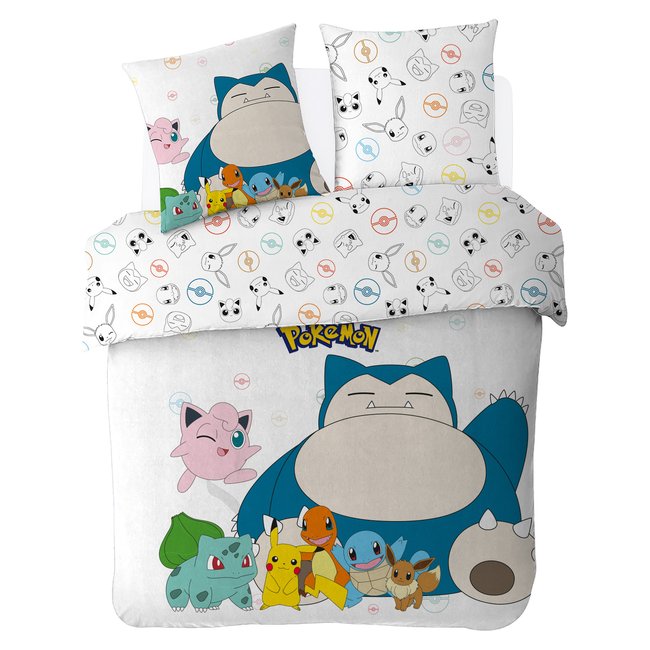 Parure de lit coton, Pokémon première génération blanc <span itemprop=