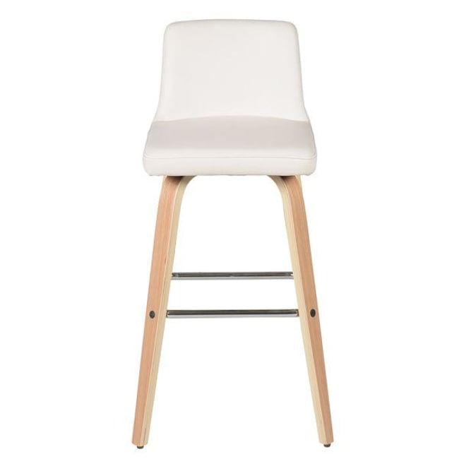 Chaise hauteur plan de travail PU  et chêne naturel Couleur blanc <span itemprop=