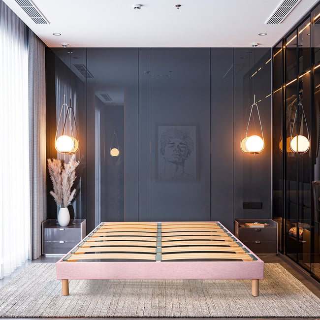Sommier à lattes en bois LUMIERE | Livré en kit Couleur rose <span itemprop=