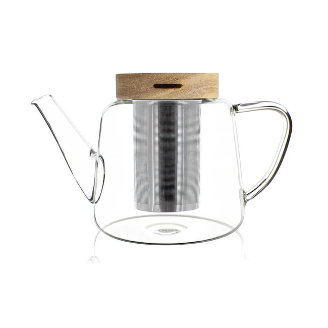 Théière en verre et couvercle en bois 680ml, GUSTAVE transparent <span itemprop=