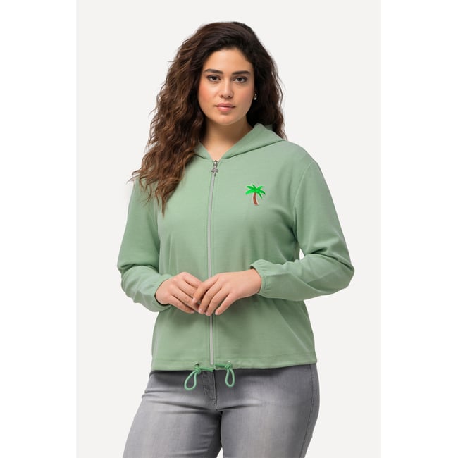 Veste à capuche en molleton piqué vert clair <span itemprop=