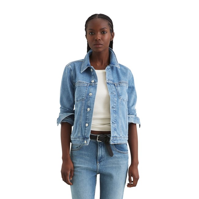 Veste en jean oversize en mélange de coton organique bleu <span itemprop=