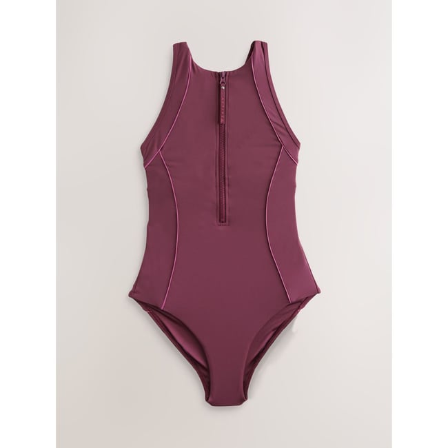 Maillot de bain gainant active à col montant vin de baies <span itemprop=