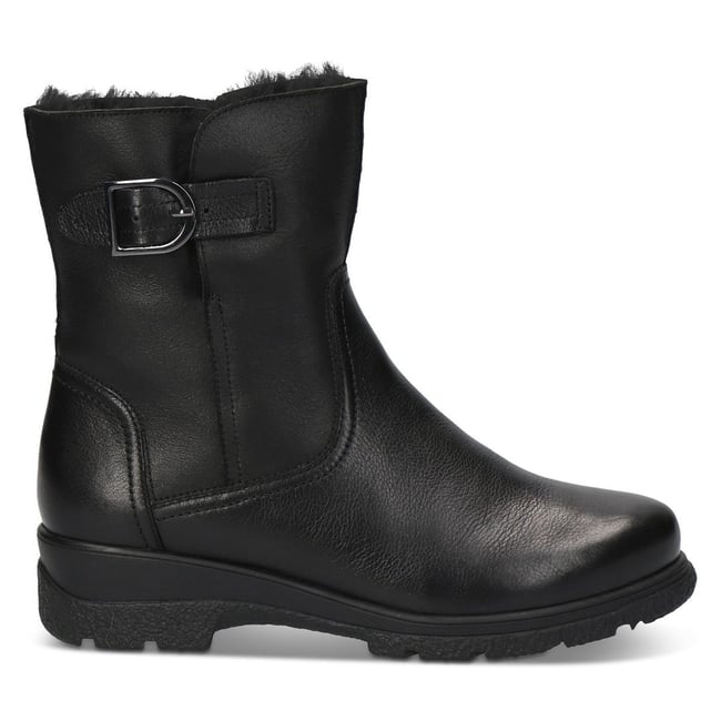 Bottine fourée noir nappa <span itemprop=