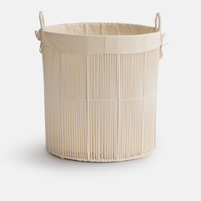 Panier à linge en coton, ELLIA Couleur blanc écru <span itemprop=