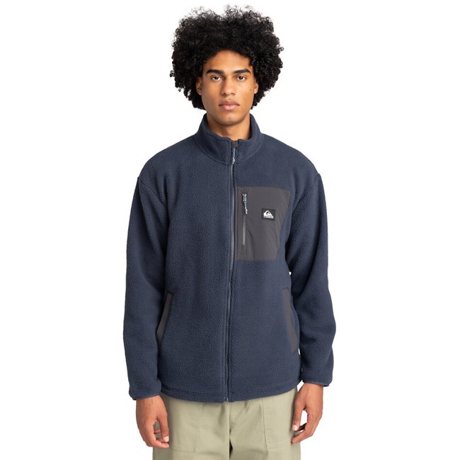 Polaire zippée en polyester bleu <span itemprop=