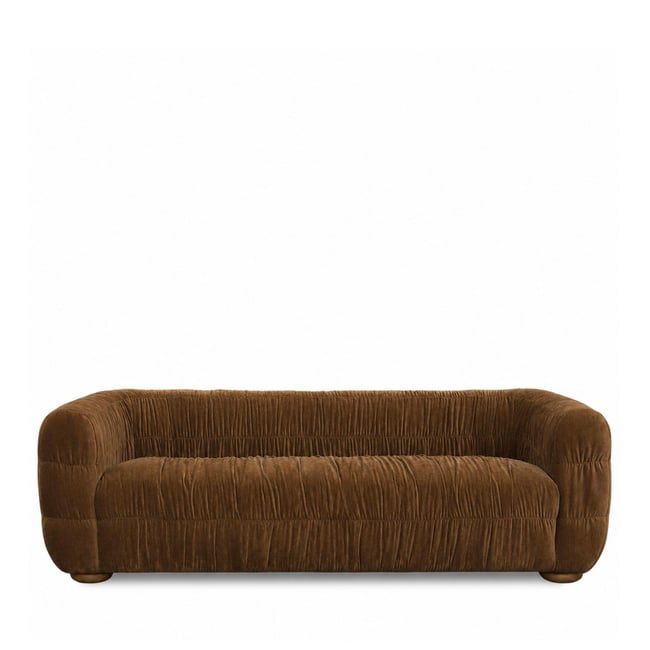 Canapé 3 places en velours plissé- CONNIE Couleur marron <span itemprop=