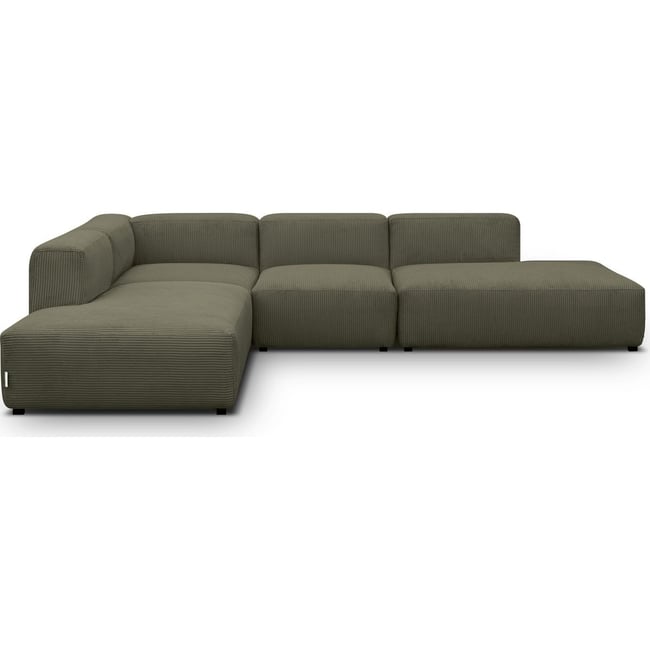 Canapé d'angle modulable réversible 7 places en velours côtelé - MODULO Couleur vert kaki <span itemprop=