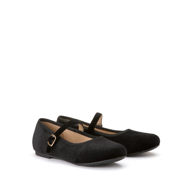 Ballerines velours noir <span itemprop=