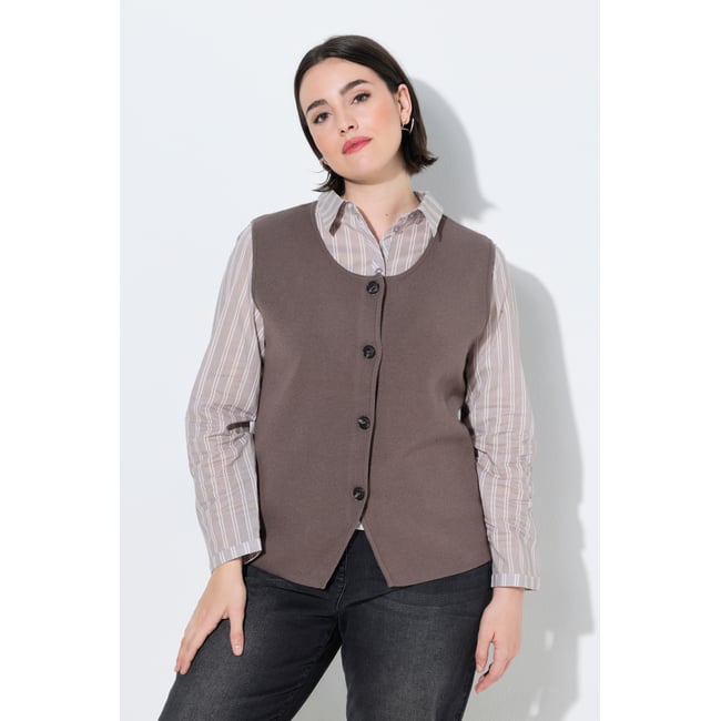 Gilet en maille taupe sombre <span itemprop=
