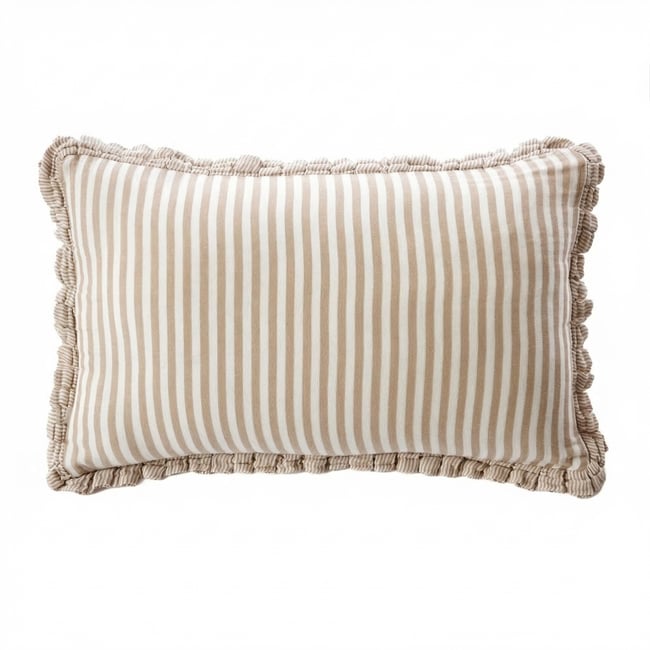 Coussin rectangulaire déhoussable 40x60 cm Gaze de Coton Camélia Ficelle ficelle <span itemprop=