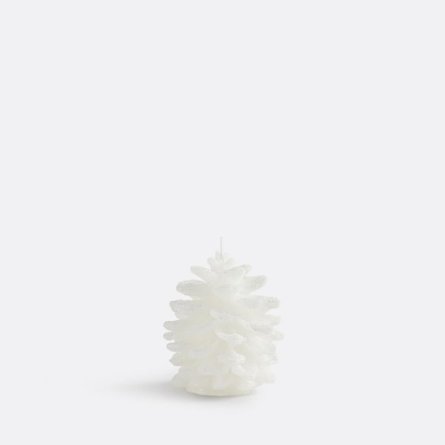 Bougie cire, forme pomme de pin, H9,5 cm, Caspar blanc <span itemprop=