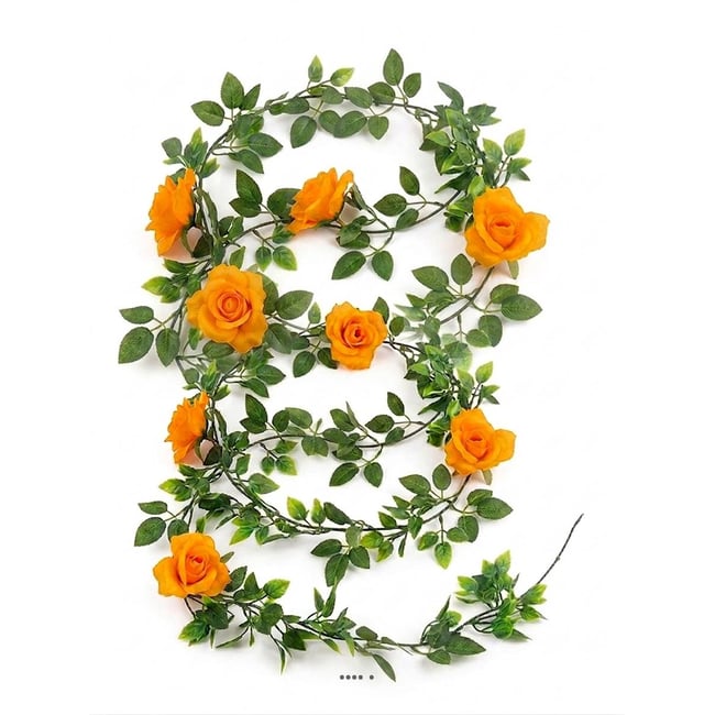 Guirlande de 8 Roses artificielles Jaune Couleur jaune <span itemprop=
