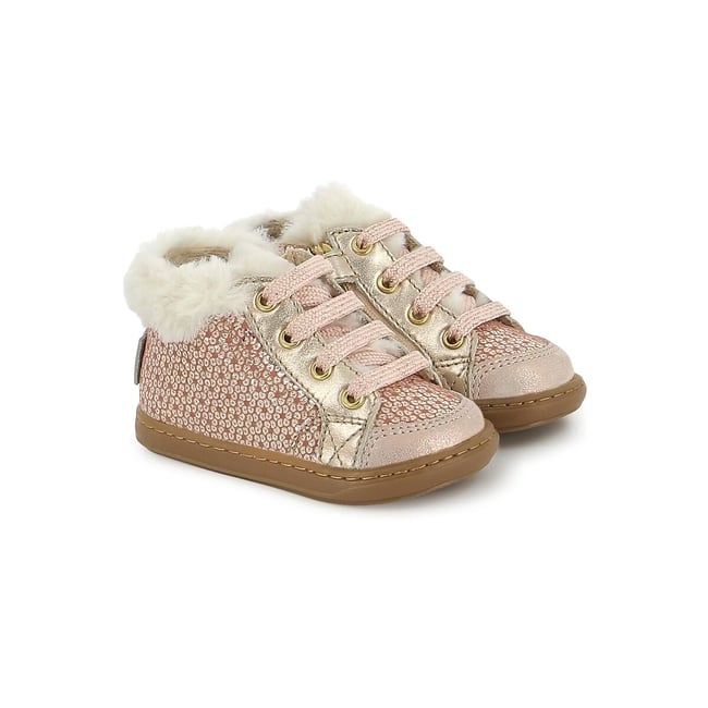 Baskets zippées et fourrées BOUBA BI ZIP rose <span itemprop=