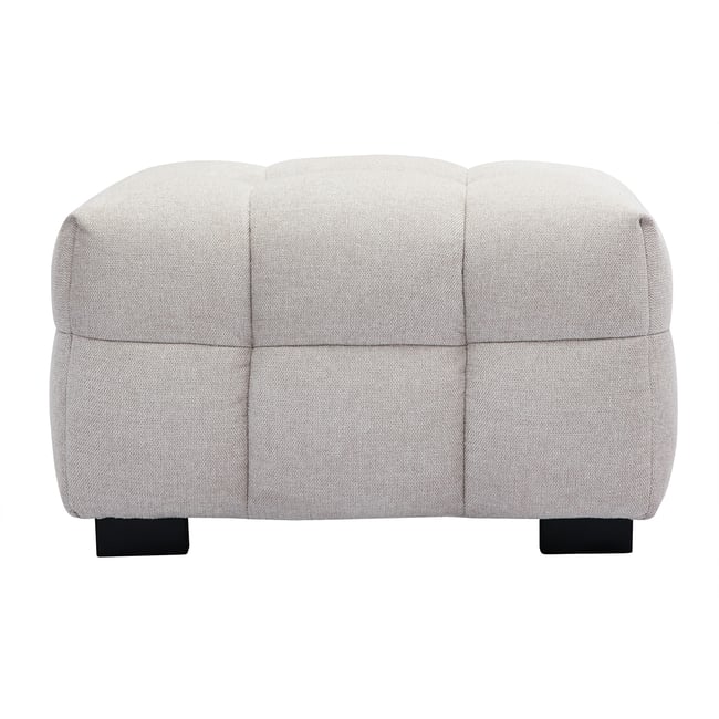 Pouf repose-pieds design en tissu effet velours texturé beige CORTO - MILIBOO