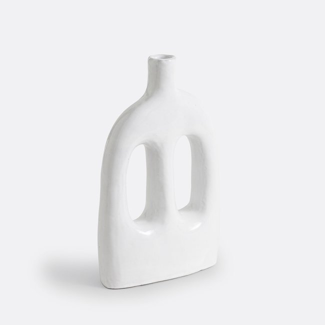 Objeto decorativo em barro, alt. 34 cm, Makero branco <span itemprop=
