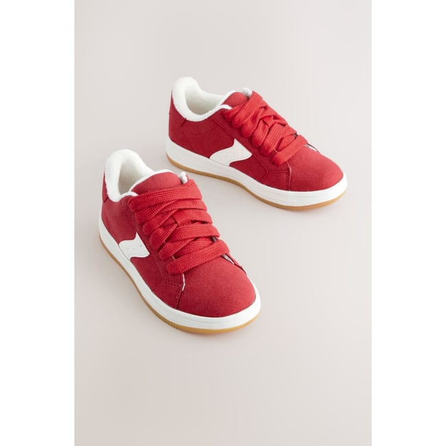 Baskets à lacets et semelle épaisse rouge <span itemprop=