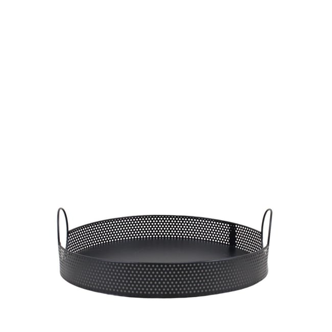 Plateau rond en métal noir 35cm Couleur noir <span itemprop=
