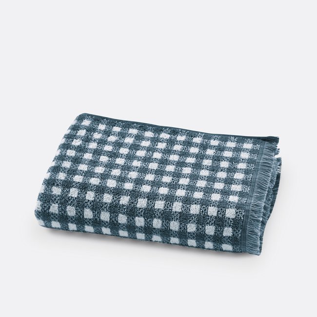 Dinan Gingham 500g Terry Bath Towel, prussian blue, LA REDOUTE INTERIEURS