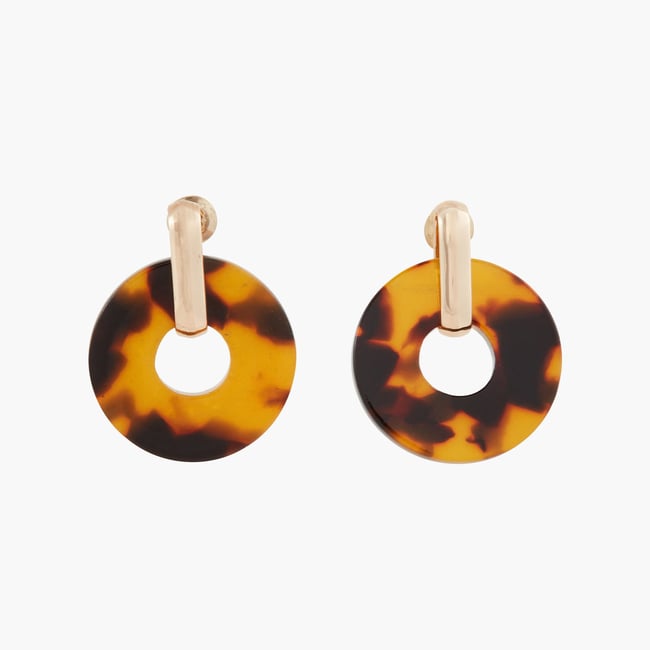 Boucles d'oreilles rondes écailles marron <span itemprop=