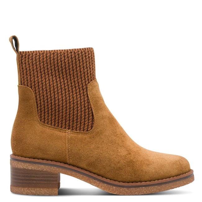 Bottine en cuir marron cognac <span itemprop=