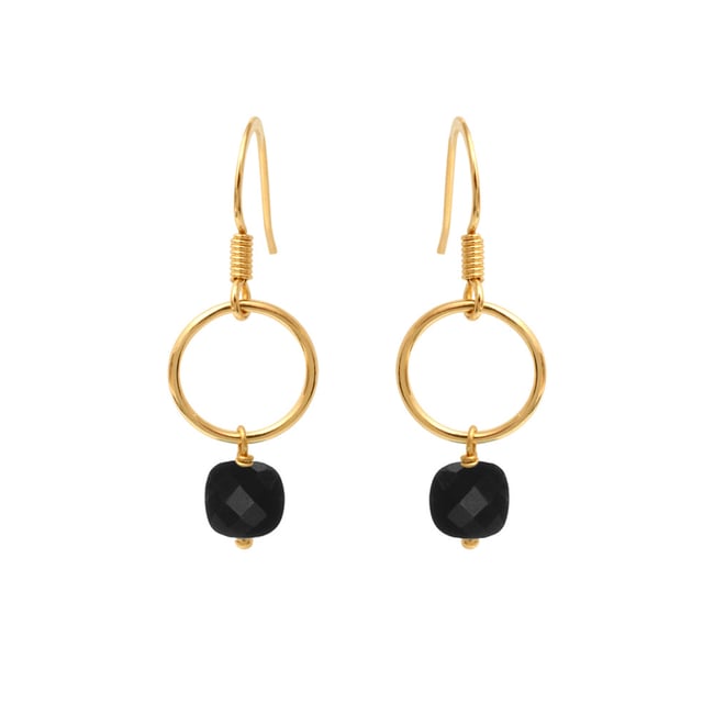Boucles d'oreilles fidji onyx noir <span itemprop=