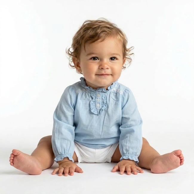 Blouse bébé - Très bon état bleu <span itemprop=