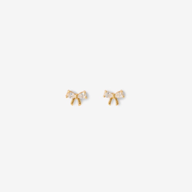 Puces d'oreilles nœud en argent garanti doré <span itemprop=