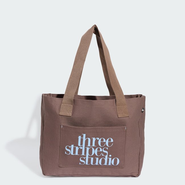 TOTE BAG TOILE 3 BANDES STUDIO earth strata / glow blue / white <span itemprop=