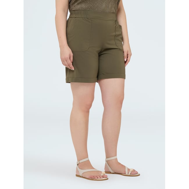 Bermuda avec taille élastiquée verde militare <span itemprop=