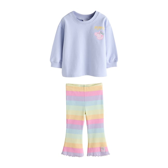 Haut à manches longues et bas évasé peppa pig arc-en-ciel <span itemprop=