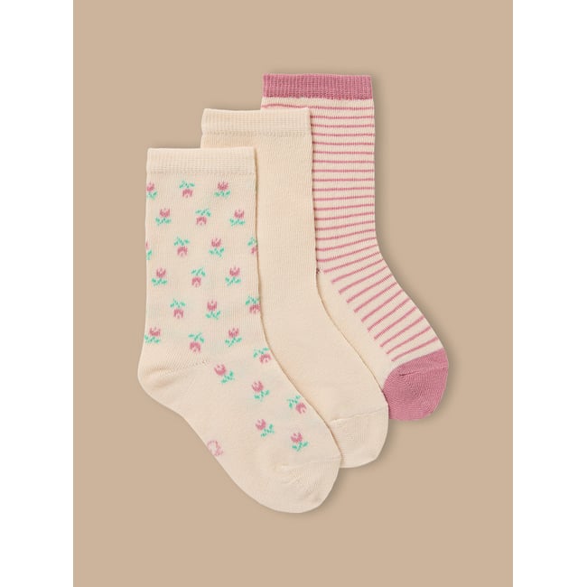 Lot de 3 paires de chaussettes fleurs sorbet <span itemprop=
