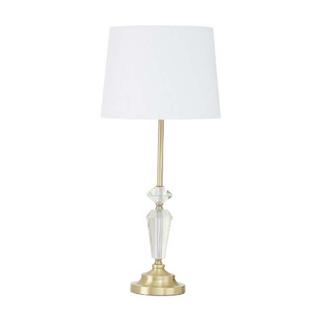 Gold and Crystal Contrast with White Shade Table Lamp, gold, SO'HOME
