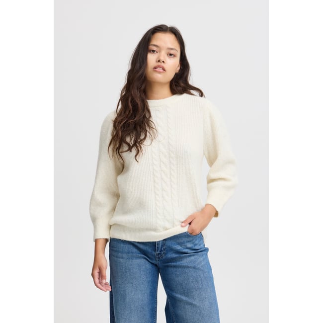 Knitted pullover blanc cloud dancer <span itemprop=