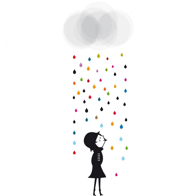 Sticker Mural Mademoiselle sous la Pluie Couleur v019845 <span itemprop=