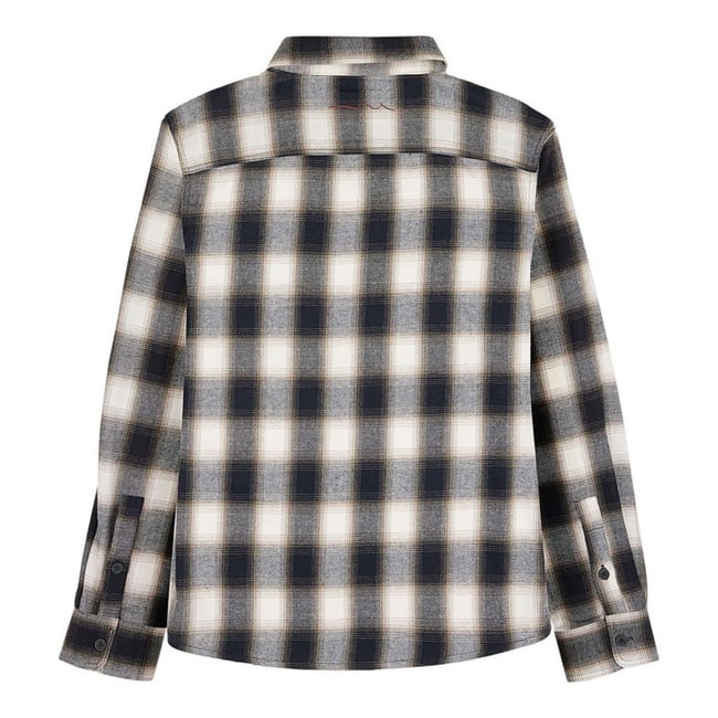 Chemise en coton beige à carreaux avec une coupe droite et un col français beige <span itemprop=