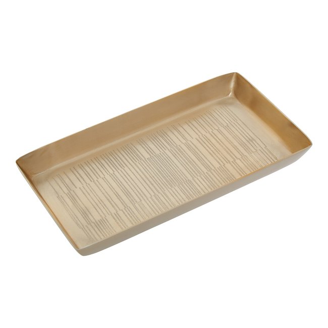 23cm Etched Line Champagne Finish Tray, gold-coloured, SO'HOME